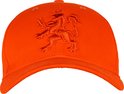 Casquette de baseball orange avec lion hollandais en relief sur le devant.