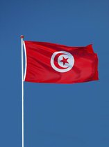 Tunesische Vlag - Tunesië Vlag - 90x150cm - Tunisia Flag - Originele Kleuren - Sterke Kwaliteit Incl Bevestigingsringen - Hoogmoed Vlaggen