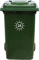 Autocollant Kliko / Autocollant poubelle - Soleil - Numéro 25 - 16,5x16,5 - Wit