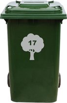 Autocollant Kliko / Autocollant poubelle - Arbre - Numéro 17 - 16,5x18,5 - Grijs clair