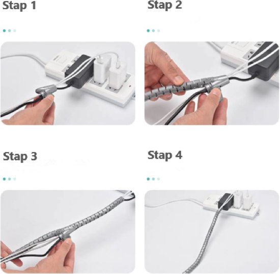 |Twinza®| Spiraal Kabelslang - Kabel Management Organizer Slang - Op Maat Te Knippen - Spiraalslang Met Rijgtool - 16mm 2M - Wit