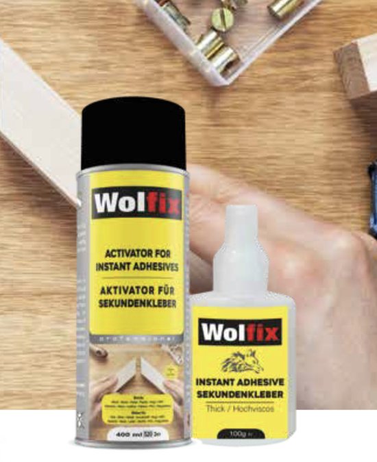 Wolfix Secondelijm met Activator | 100 gr + 400 ml Activator | Snellijm | Superglue | Hoge kwaliteit