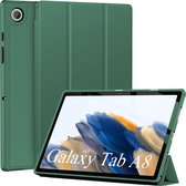 Phreeze Tri Fold TabletHoes - Hoes met Ingebouwde Standaard met Pen Houder - Geschikt voor de Samsung Tablet A8 uit (2021/2022) Hoesje - Donker Groen