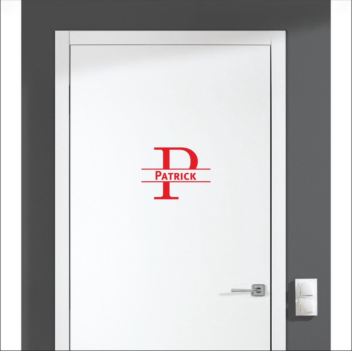 Deursticker Met Naam -  Patrick - Rood