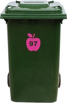 Kliko Sticker / Vuilnisbak Sticker - Appel - Nummer 97 - 16,5x20 - Roze