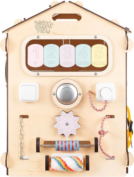 Thumbnail van een extra afbeelding van het spel Juliard.Club houten Educatief Speelhuis - Montessori houten speelhuis - educatief speelgoed voor kinderen - pastel