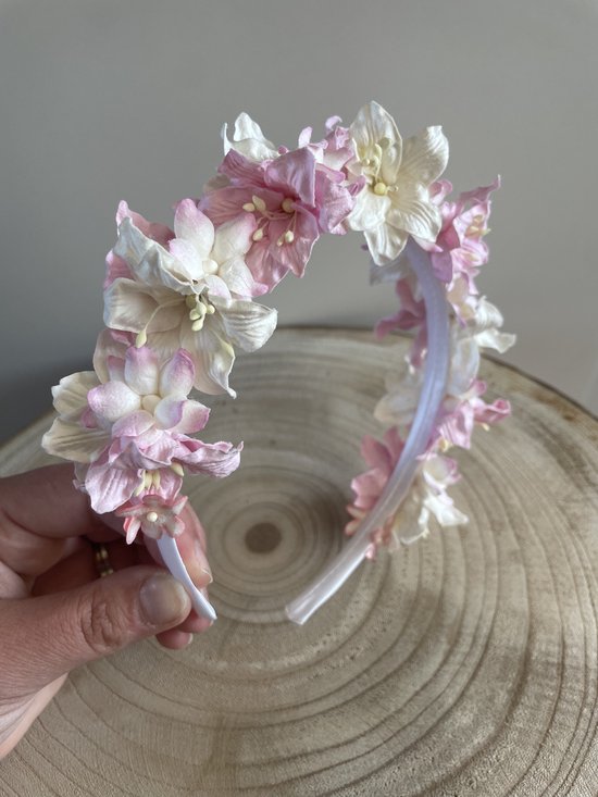 Bloemen haarbanden - Luxe haaraccessoires - Roze Wit - Haarband - Bows and  Flowers | bol.com