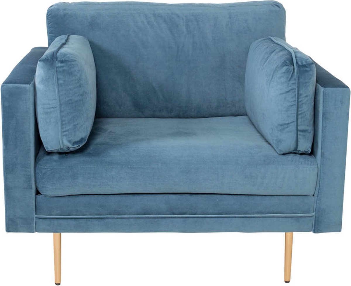 Boom fauteuil velours blauw.