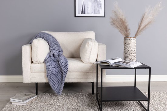 Fauteuil arbre teddy tissu blanc.