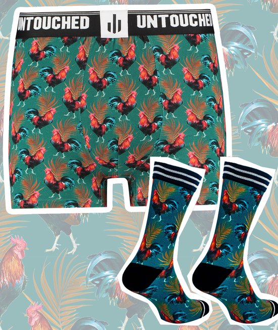 Untouched boxershort heren - heren ondergoed boxershorts - cadeau voor man - duurzaam - Rooster S Sokken 43 46