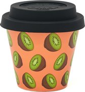 Quy Cup - 90ml Ecologische Reis Beker - Espressobeker “kiwi” met Zwarte Siliconen deksel