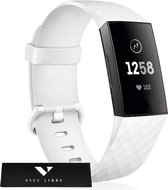 Siliconen Band Geschikt Voor Fitbit Charge 3 & 4 - Maat S/M - Wit