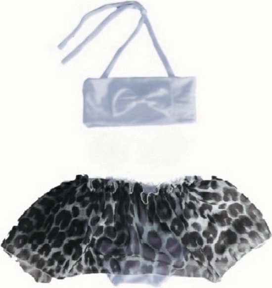 Maat 122 Bikini zwemkleding witLuipaard print tulle rok badkleding voor baby en kind zwem kleding panterprint