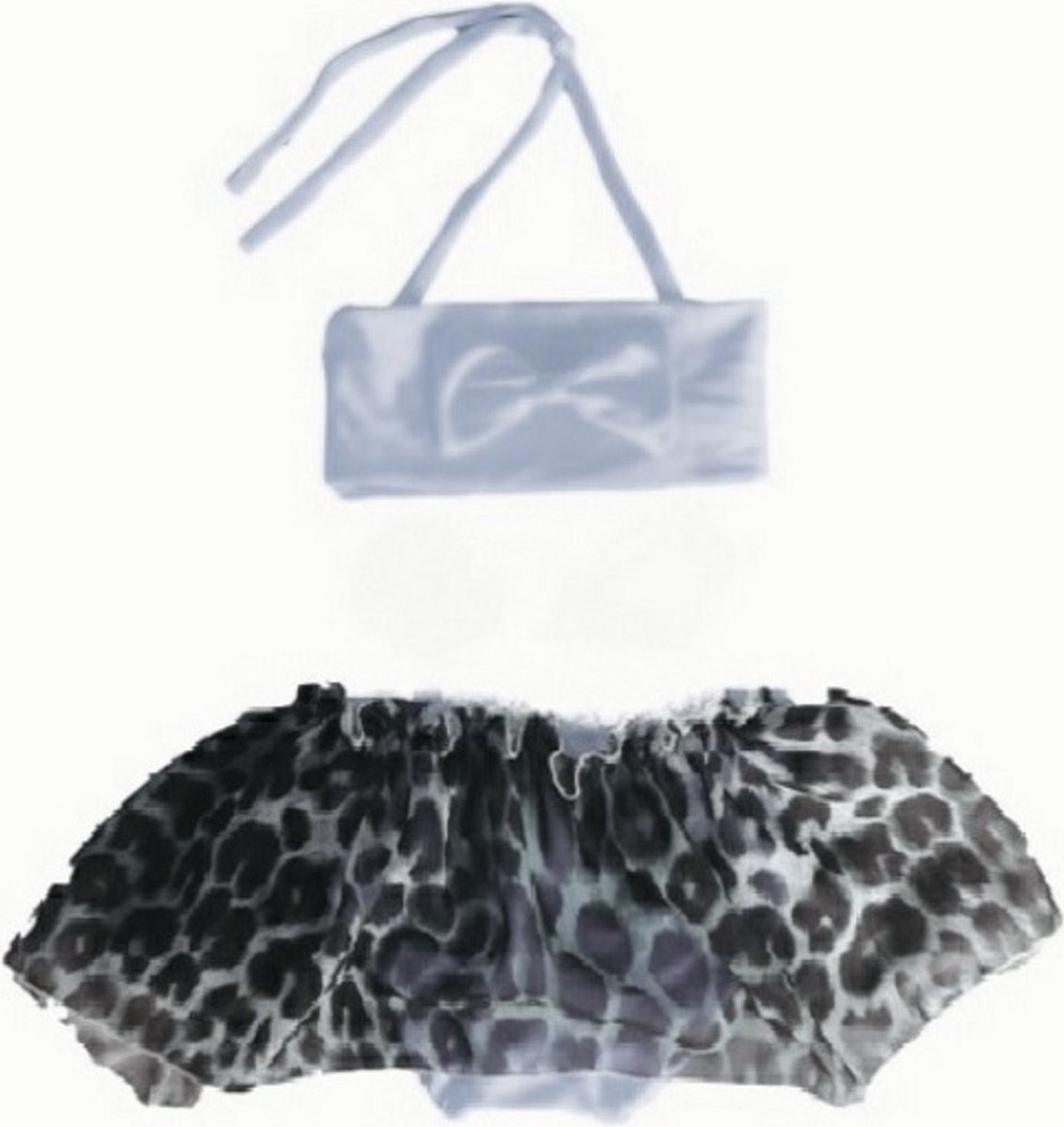Maat 68 Bikini zwemkleding witLuipaard print tulle rok badkleding voor baby en kind zwem kleding panterprint - Merkloos