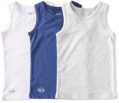 Little Label | chemise garçon - 3 pièces | blanc, bleu, gris | taille 122-128 | coton biologique doux