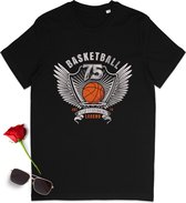T shirt met basketbal print - Heren en dames tshirt - Unisex maten: S t/m 3XL - Tshirt kleuren: zwart en anthracite.