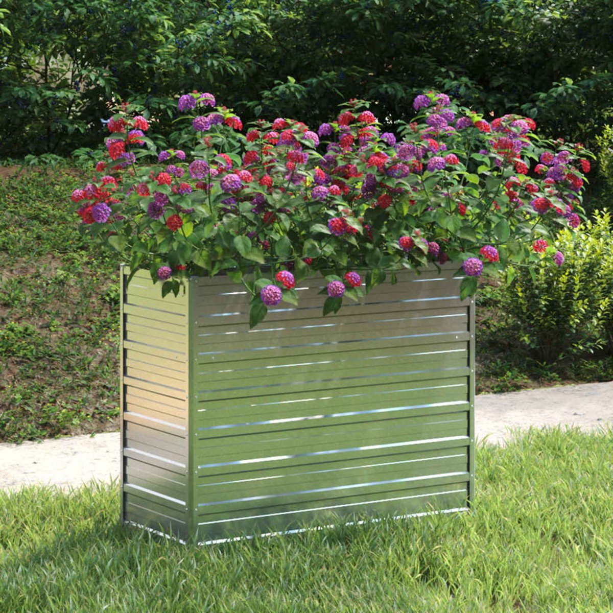 vidaXL Plantenbak verhoogd 129x129x46 cm gegalvaniseerd staal groen vidaXL Plantenbak verhoogd 129x129x46 cm gegalvaniseerd staal groen