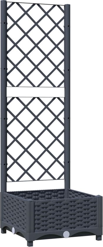 Plantenbak met latwerk 120x120x121,5 cm polypropeen zwart kopen