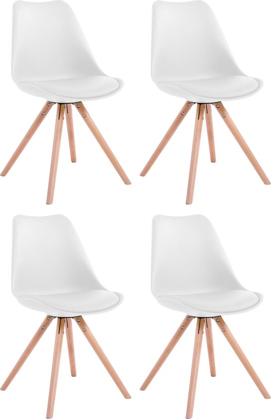 CLP Toulouse Set de 4 chaises / Rondes - Simili cuir blanc natura ...