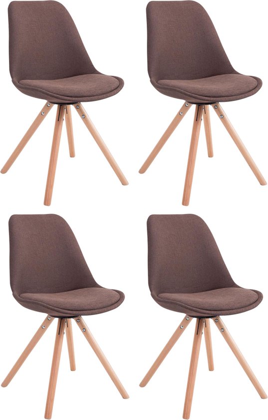CLP Toulouse Set van 4 stoelen - Rond - Stof bruin natura | bol