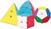 Afbeelding van het spelletje QIYI cube set van 4 - Kubus set - Cube set - Speed cube set - Cube set - Set van 4 - Breinbrekers - Pyraminx - Megaminx - Skewb - Mastermorphix - Speed cube - Magic cube - Leeftijd 6+ - Voor kinderen en volwassenen