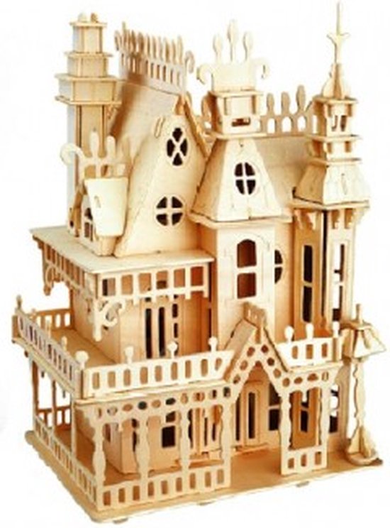 Kit de construction Maison de poupée en bois Villa Fantasia petite échelle  1:36 bois