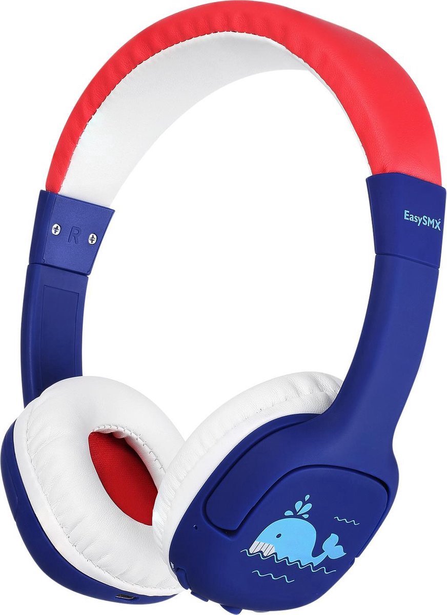 EasySMX EC-C004 Koptelefoon voor kinderen - Bluetooth - Draadloos - Donkerblauw/ Rood