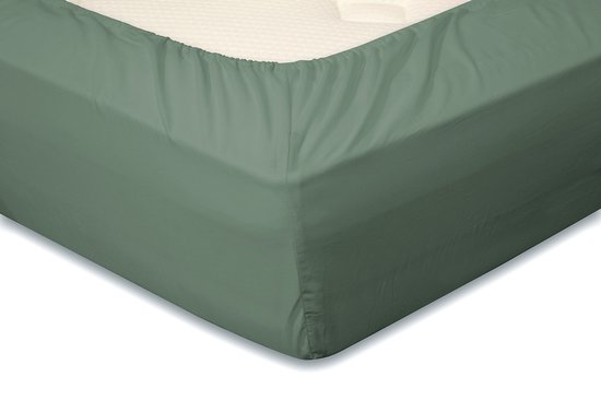Hoeslaken Elegance Percale de Katoen 35 cm Hauteur d'angle - Vert grenat 90x220 cm