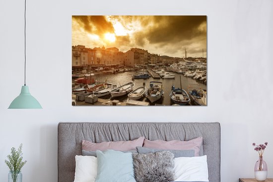 Décoration murale Métal - Peinture Aluminium Industriel - Ciel Oranje sur Saint-Tropez en France - 150x100 cm - Dibond - Photo sur aluminium - Décoration murale industrielle - Pour le salon / chambre