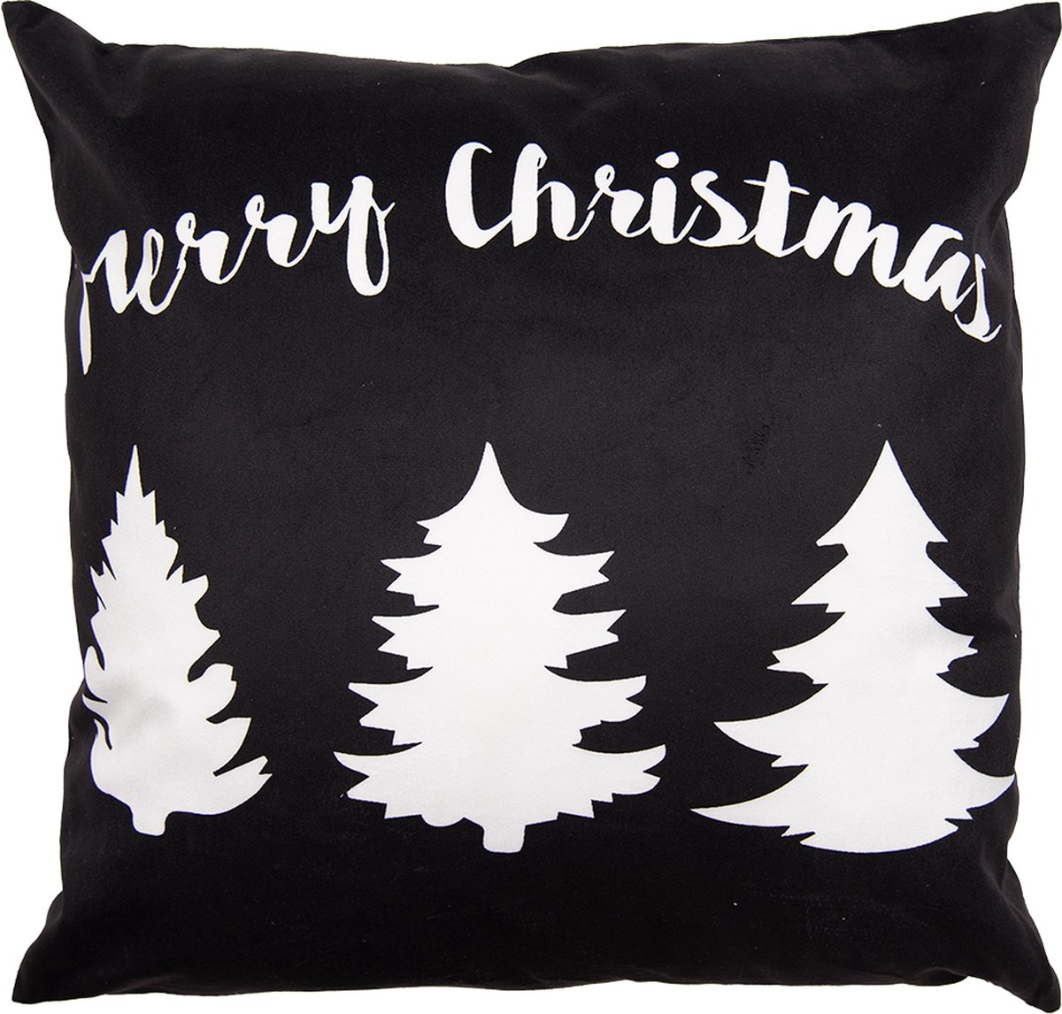 Kussenhoes 45x45 cm Zwart Wit Polyester Vierkant Kerstboom Merry Christmas Sierkussenhoes