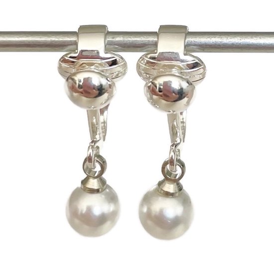 Boucles d'oreilles d'Oreilles Clips - Clips Clips oreilles - Fête - Mini Perle - Rondes - Plaqué Argent - Pendentifs - MNQ bijoux
