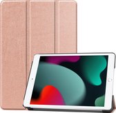 Hoesje Geschikt voor iPad 10.2 2019 Hoes Case Tablet Hoesje Tri-fold - Hoes Geschikt voor iPad 7 Hoesje Hard Cover Bookcase Hoes - Rosé goud
