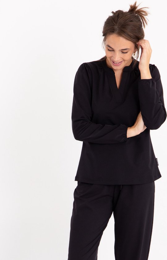 Top noir Je m'appelle - Femme - Tissu voyage - Taille XS - 6 tailles disponibles