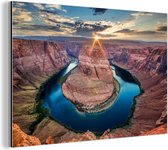 Wanddecoratie Metaal - Aluminium Schilderij Industrieel - Uitzicht over de Grand Canyon - 120x80 cm - Dibond - Foto op aluminium - Industriële muurdecoratie - Voor de woonkamer/slaapkamer