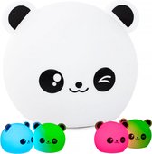 Nachtlampje - Siliconen - LED - Baby - Kind - Panda - Verschillende kleuren licht - Touch - incl. Batterijen - 12,5 x 9 cm - Veilig - Kraamcadeau