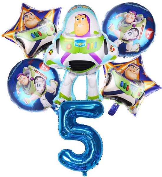 Toy Story Ballonnen Pakket - Buzz Lightyear Feestpakket - ToyStory Verjaardag Feest - Toy Story Verjaardag 5 jaar - Toy Story Ballon - Ballonnen 6 stuks - Kinderfeestje - Jongensfeestje - Themafeest - Toy Story Verjaardagsfeest