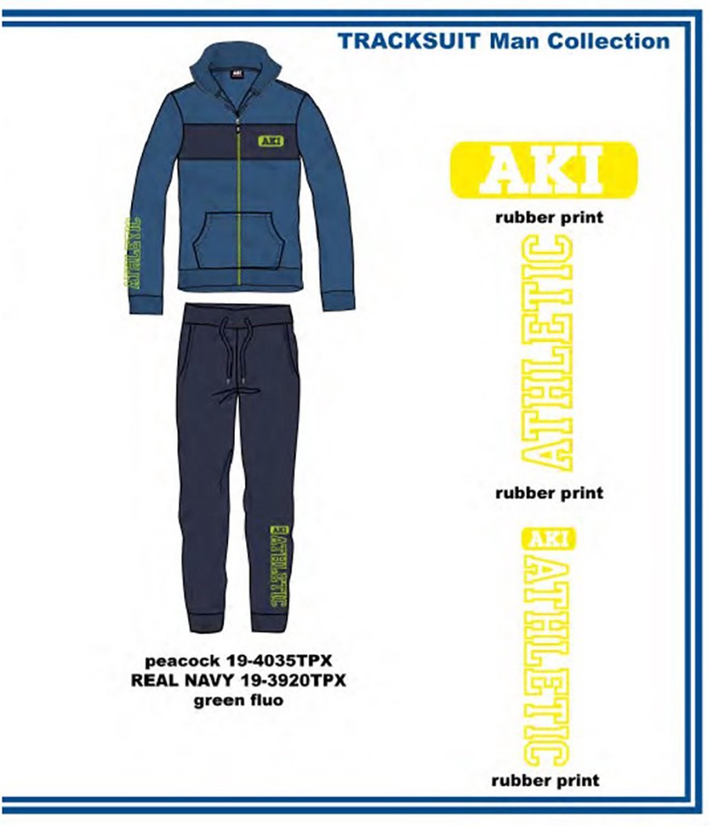 Italiaanse vrijetijd/training pak voor mannen in PEACOCK/BLAUW kleur vest en broek maat L