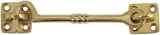 Messing gekrulde deurhaak met twee vierkante montageplaten.