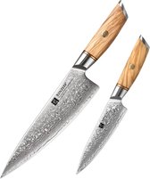 Bol.com Xinzuo B37 Damascus series - Set van 2 (koksmes + officemes) aanbieding