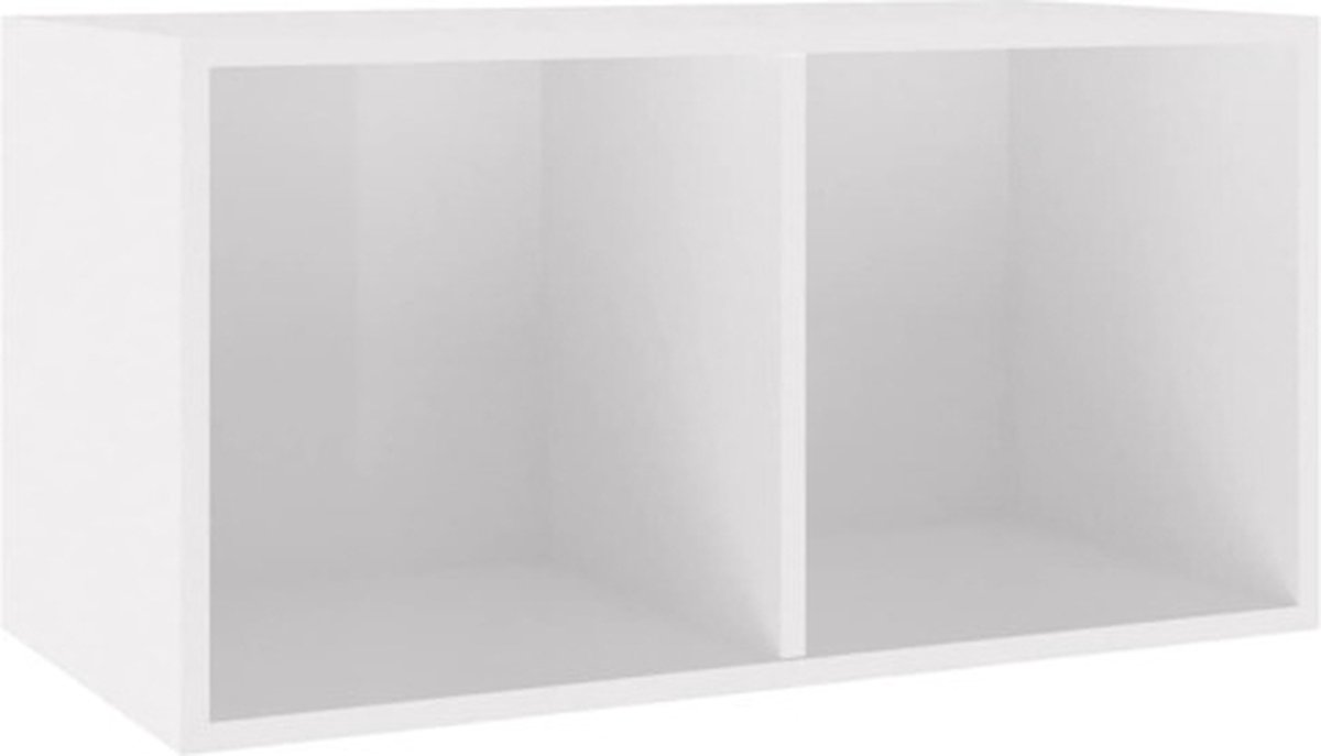 vidaXL - Opbergbox - voor - LP's - 71x34x36 - cm - bewerkt - hout - hoogglans - wit