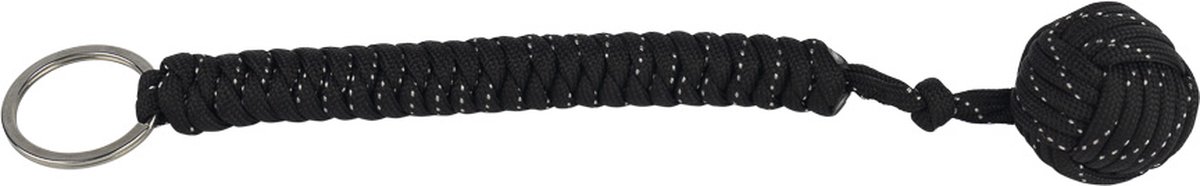 Monkey Fist Apenvuist Zelfverdediging Sleutelhanger Paracord Stalen bal Zwart