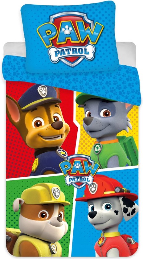 Foto: Paw patrol peuterdekbedovertrek squares 100 x 135 cm