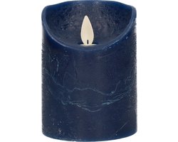 foto van Anna's Collection Stompkaars - LED - donkerblauw - H10 cm - bewegende vlam - kaars