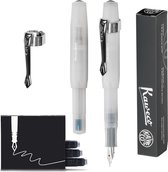 Kaweco  (3delig) - Vulpen FROSTED SPORT COCONUT Fountain Pen - Fine - Nostalgic Octagonal Clip Chrome - Doosje Vullingen