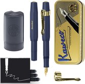 Kaweco - Cadeauset - (5delig) - Vulpen CLASSIC SPORT NAVY Fountain Pen - Extra Breed - Vintage blikje - Nostalgie Oktogonal Clip Vergoldet - Patronen houder - Vullingen