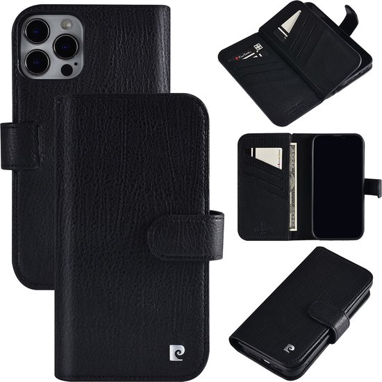 Pierre Cardin Zwart Leer Book Case Telefoonhoesje voor Apple iPhone 13 Pro Max - Bescherming & Comfort