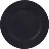 6x Ronde onderzet borden zwart met glitters 33 cm - onderborden