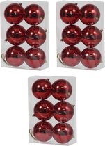 18x Rode kunststof kerstballen 10 cm - Glans - Onbreekbare plastic kerstballen - Kerstboomversiering Rood