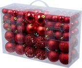 Rode plastic/kunststof kerstballen 100 stuks in 3 formaten - Kerstboomversiering/kerstversiering rode kerstballen