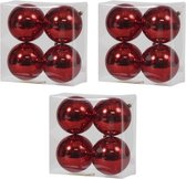 12x Rode kunststof kerstballen 12 cm - Glans - Onbreekbare plastic kerstballen - Kerstboomversiering Rood
